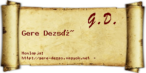 Gere Dezső névjegykártya